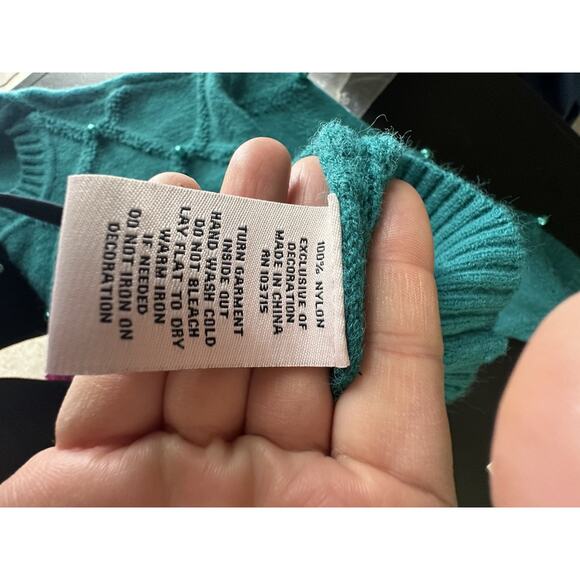 NEW Nanette Lepore Small Women Pullover Pearl Sweater In Deep Lake Cropped 2-12 - Picture 10 of 11